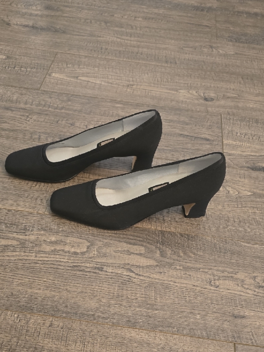 Nina Black Square-Toe Pumps - Picture 2 of 7